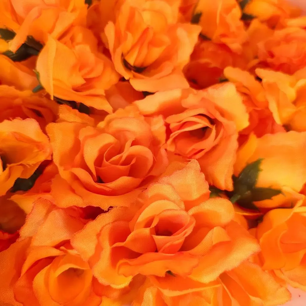 Orange Silk Artificial Rose Flower Heads Stemless Wedding Craft 2.5